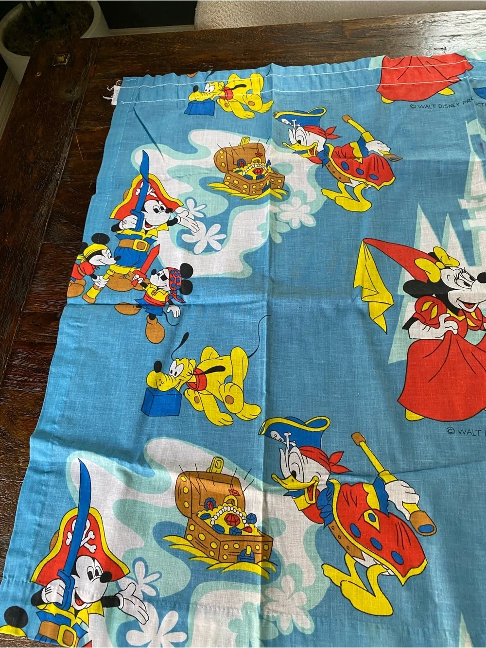 Vintage 1960s Set of 3 Walt Disney Mickey Mouse Disneyland Curtain Panels